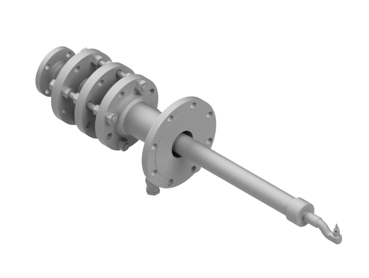 A 3D Model of a Chemical Injection Spray Lance with Spiral TF Nozzle and Flanges