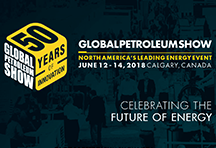 Detail of The Global Petroleum Show logo.